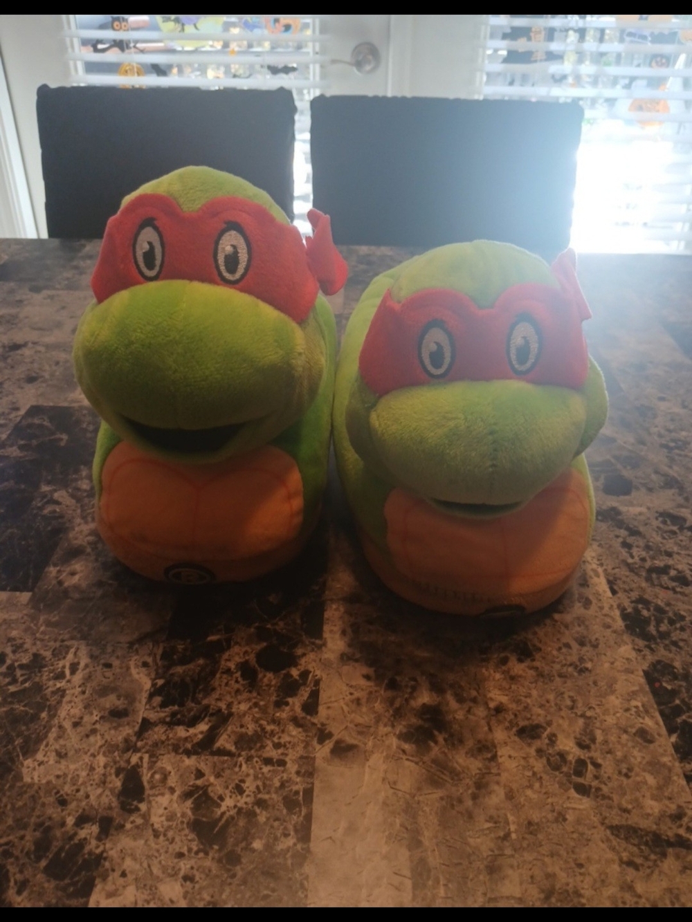 Green Ninja Turtle Plush Slippers with Red Mask - Kids
